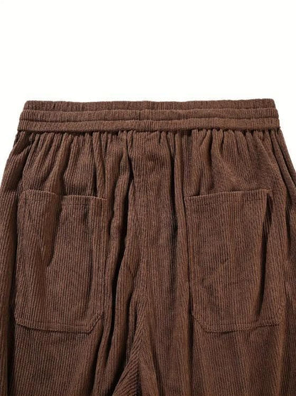 Men's Brown Loose Fit Corduroy Cargo Style Trouser