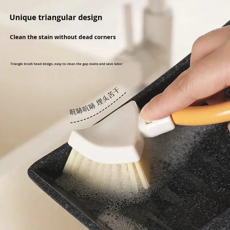 Foldable Triangular Gap Cleaning Brush with Soap Holder (Pack of 2)